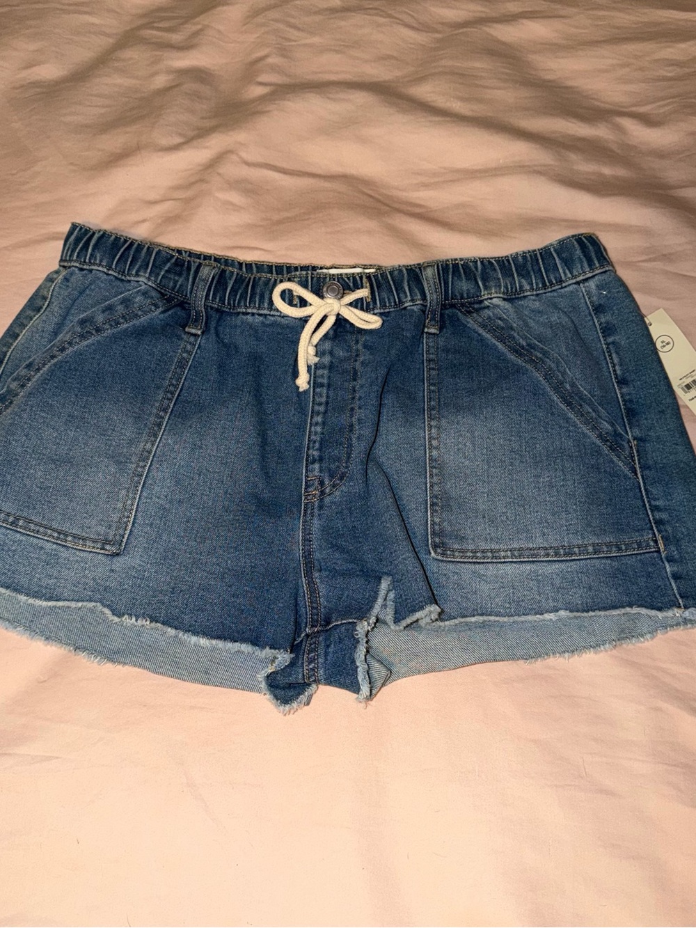 No Boundaries Medium Blue Denim Drawstring Shorts